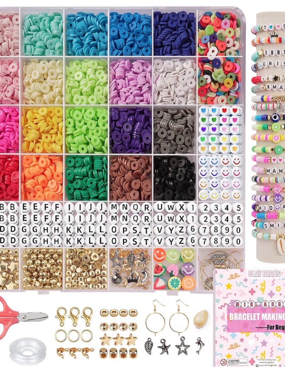 Mioangle Clay Beads Bracelet Making Kit for Beginner Multicolor